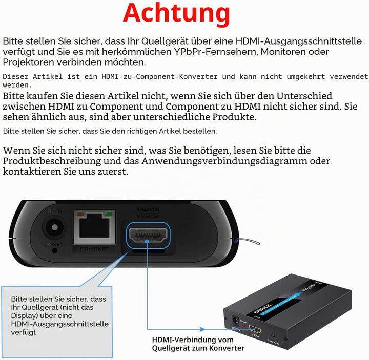 EASYCEL HDMI zu Component (YPbPr / RGB / 5RCA) Scaler Konverter (mit Scaler-Funktion, Aluminium), HD