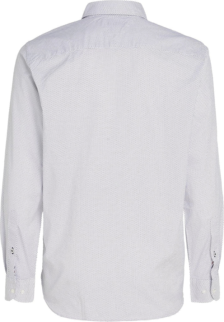 Tommy Hilfiger Herren Core Flex Mini Geo PRT Rf Shirt Freizeithemden S Weiss (White / Carbon Navy),