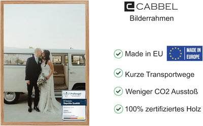 CABBEL 1x Bilderrahmen 60x80 cm Eiche Rahmen 1-Pack | Dokumentenrahmen, Collage, Poster | MDF Holz-P