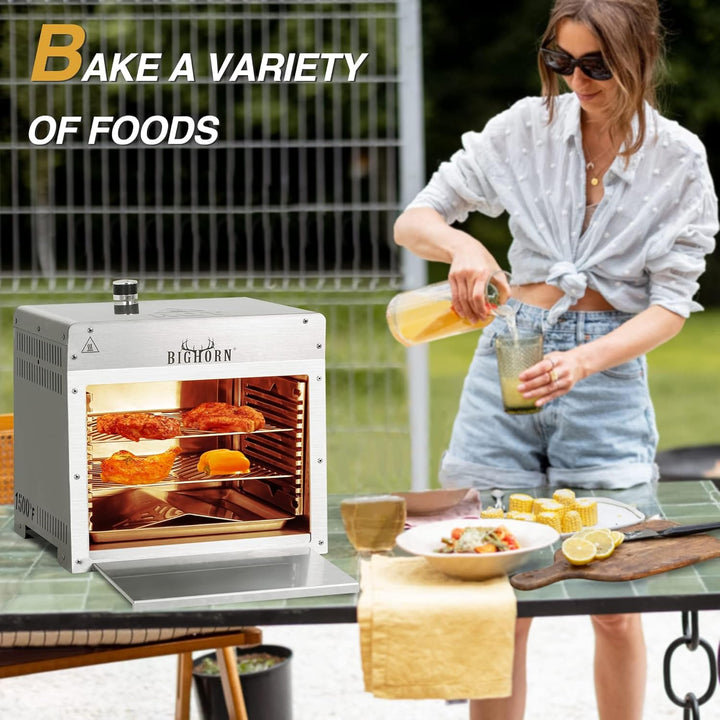BIG HORN OUTDOORS 815.6 °C Infrarot Grill Tischplatte Broiler, tragbarer Propan-Steakkocher, Edelsta