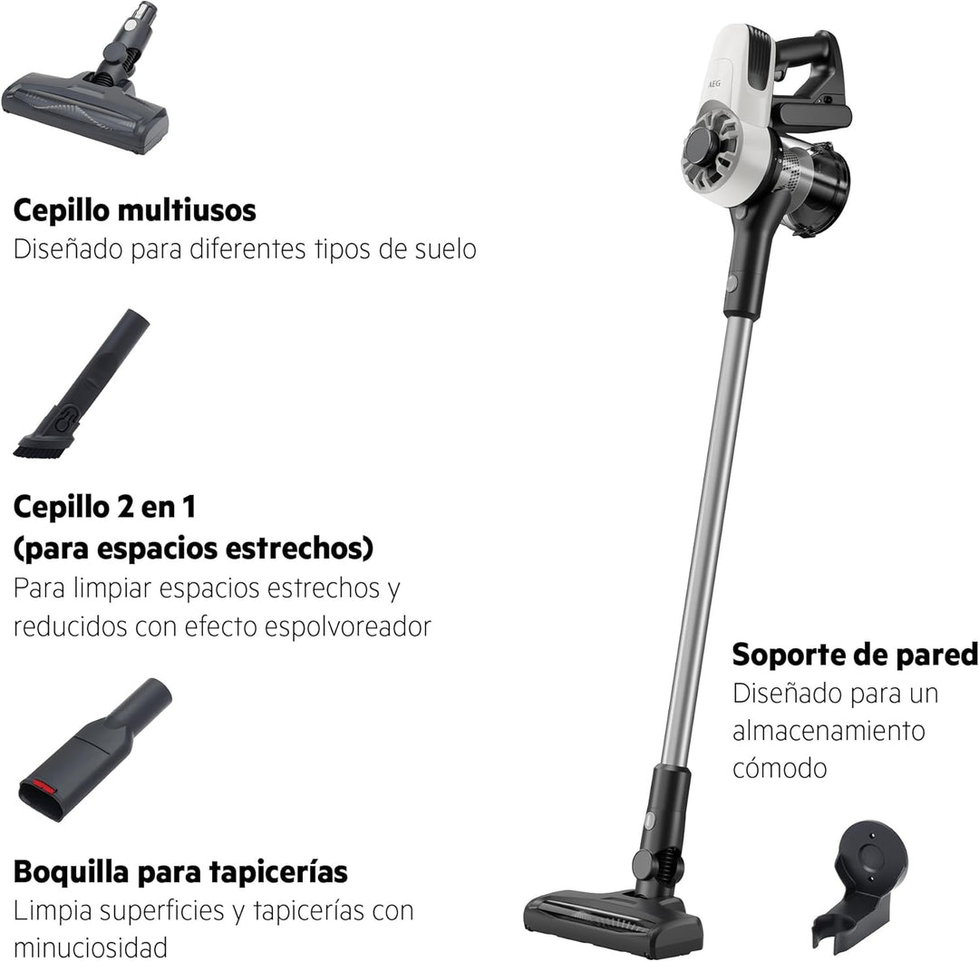 AEG 3000 kabelloser Staubsauger AP31CB18IW, kabelloser Stick mit 30 Minuten Laufzeit, leicht und wen