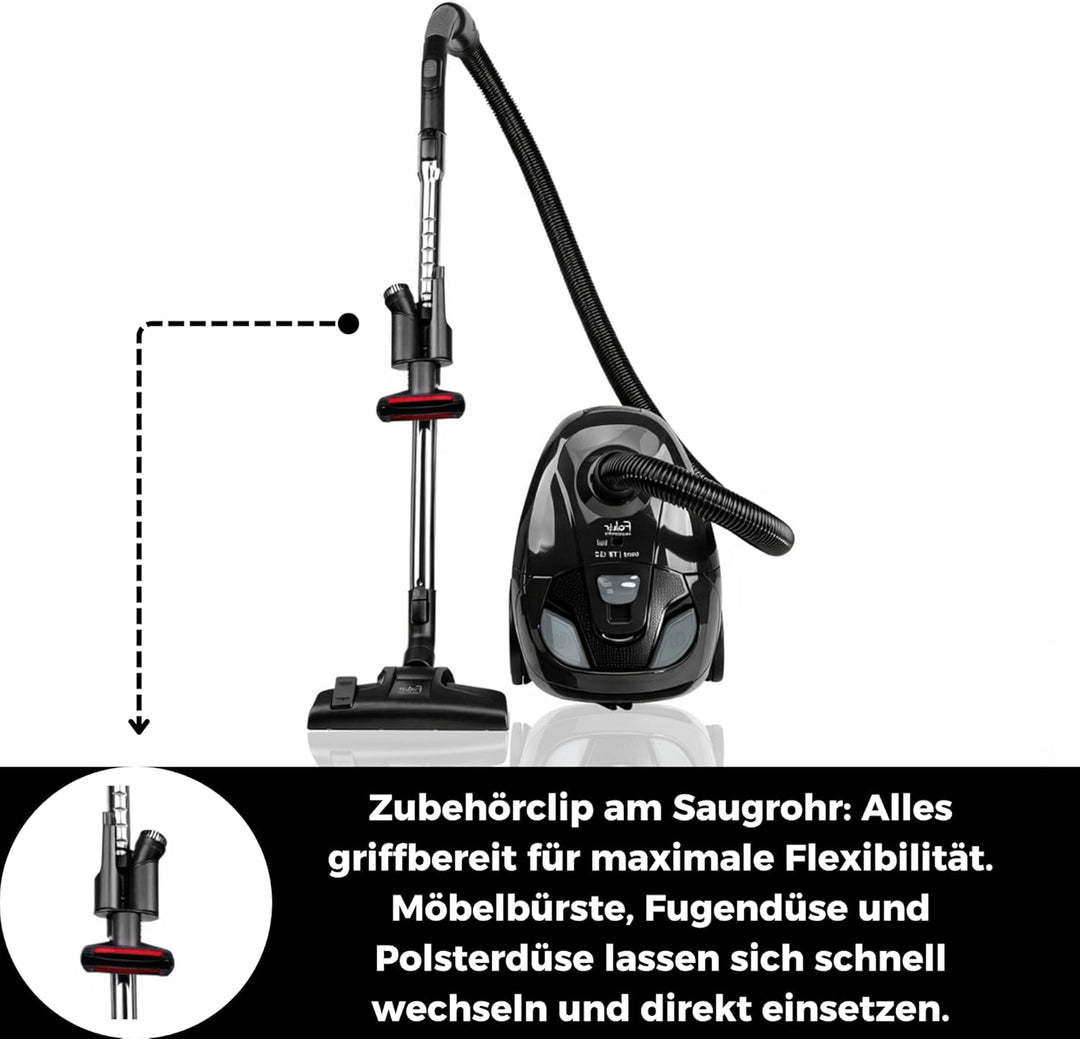 Fakir Trend TS 122 Staubsauger mit Beutel 700W, Bodenstaubsauger mit Kabel, EPA-Filter, leisem Hoche