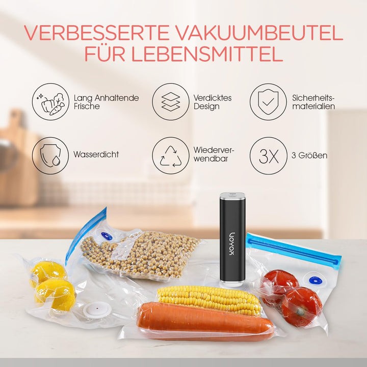 VOYOR Upgraded Verdickte Vakuumierbeutel VS212 (21 PCS,3 Grössen) - Geeignet für Handvakuumierer