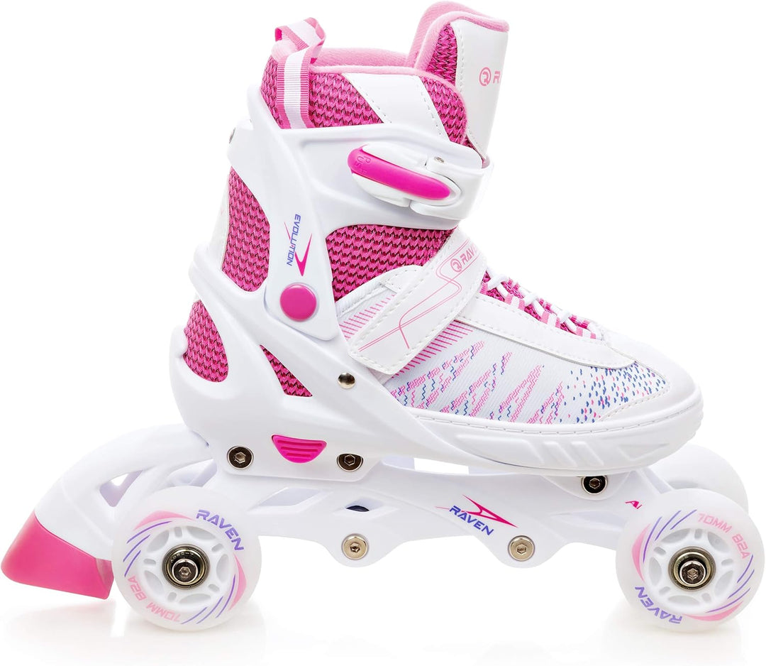 RAVEN 3in1 Inline Skates Triskates Rollschuhe Inliner für Kinder Mädchen verstellbar, Grace