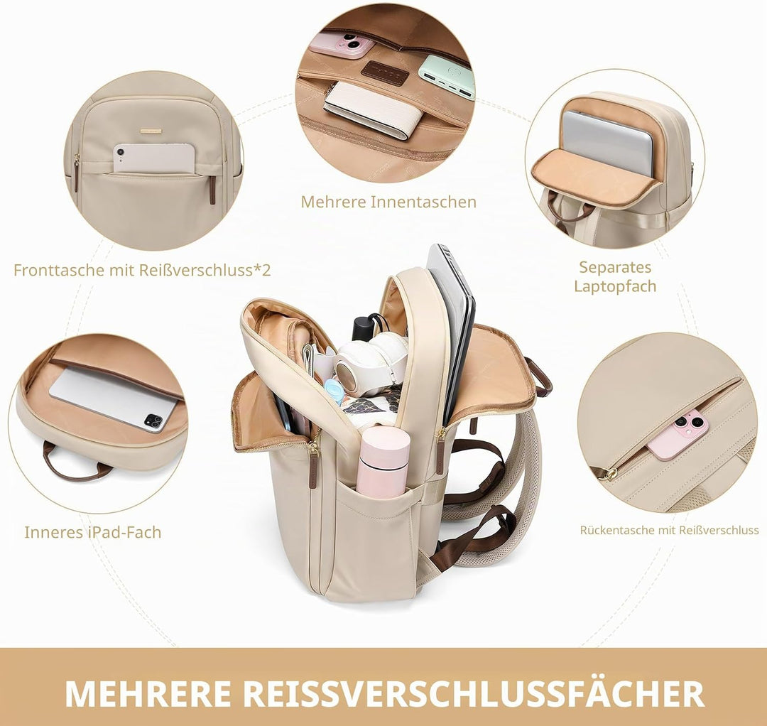Rucksack Damen Herren, Laptop Schulrucksack,Women Travel Backpack Elegant für Uni Reise Büro, Tagesr