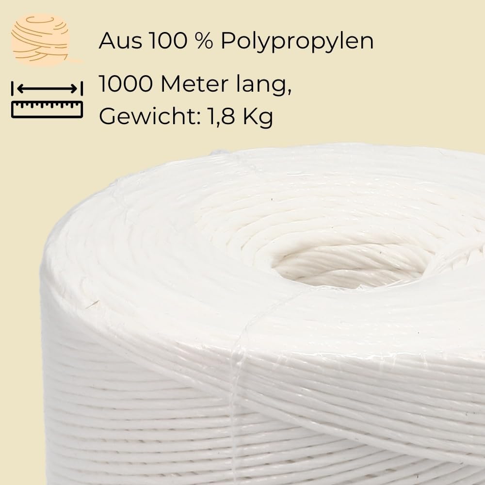 GarPet Bindegarn 1000m Gartenschnur Pflanzschnur Bindeschnur Schnur Garn Pressengarn Paketschnur PP