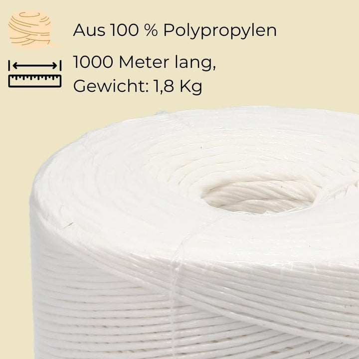 GarPet Bindegarn 1000m Gartenschnur Pflanzschnur Bindeschnur Schnur Garn Pressengarn Paketschnur PP
