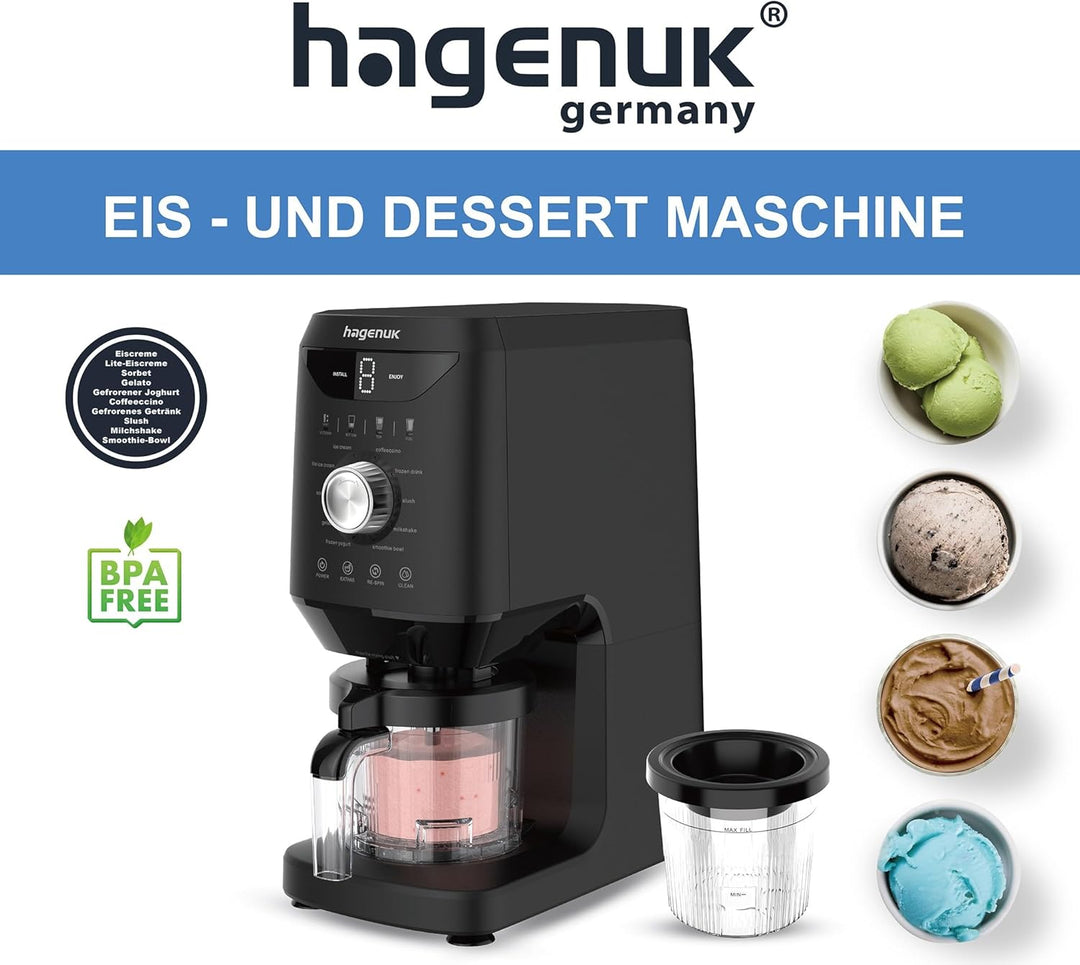 IceTwist Eismaschine – Eiscreme- & Slush-Maschine mit 10 Programmen, Ice Cream Maker für Eiscreme, S
