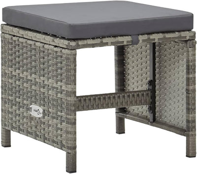 homiuse 40,5x40,5x35 cm Gartenhocker 4 STK. mit Sitzkissen Poly Rattan Grau Fussbank Rattan Hocker O