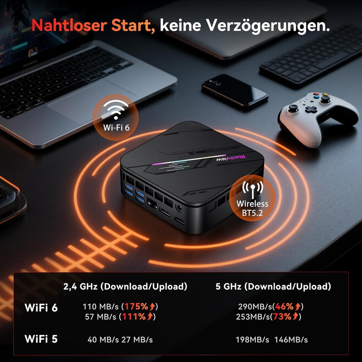 Blackview Mini PC MP100Pro Intel i5-12450H(Stärker als R5 7430U), 16GB RAM & 512GB SSD Win 11 Pro, 8