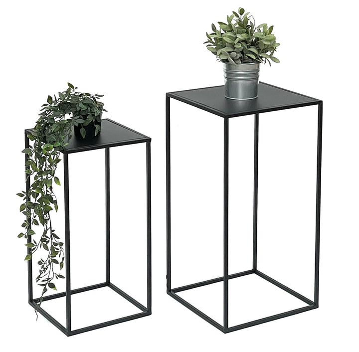 DanDiBo Blumenhocker Metall Schwarz Eckig Blumenständer Beistelltisch 96312 2er Set Blumensäule Mode