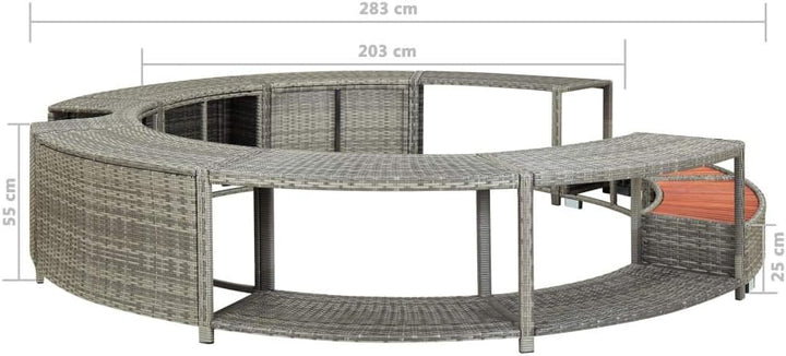 Festnight Whirlpool Umrandung Poly Rattan mit Stauraum Poolumrandung Poolverkleidung Stahlrahmen Whi