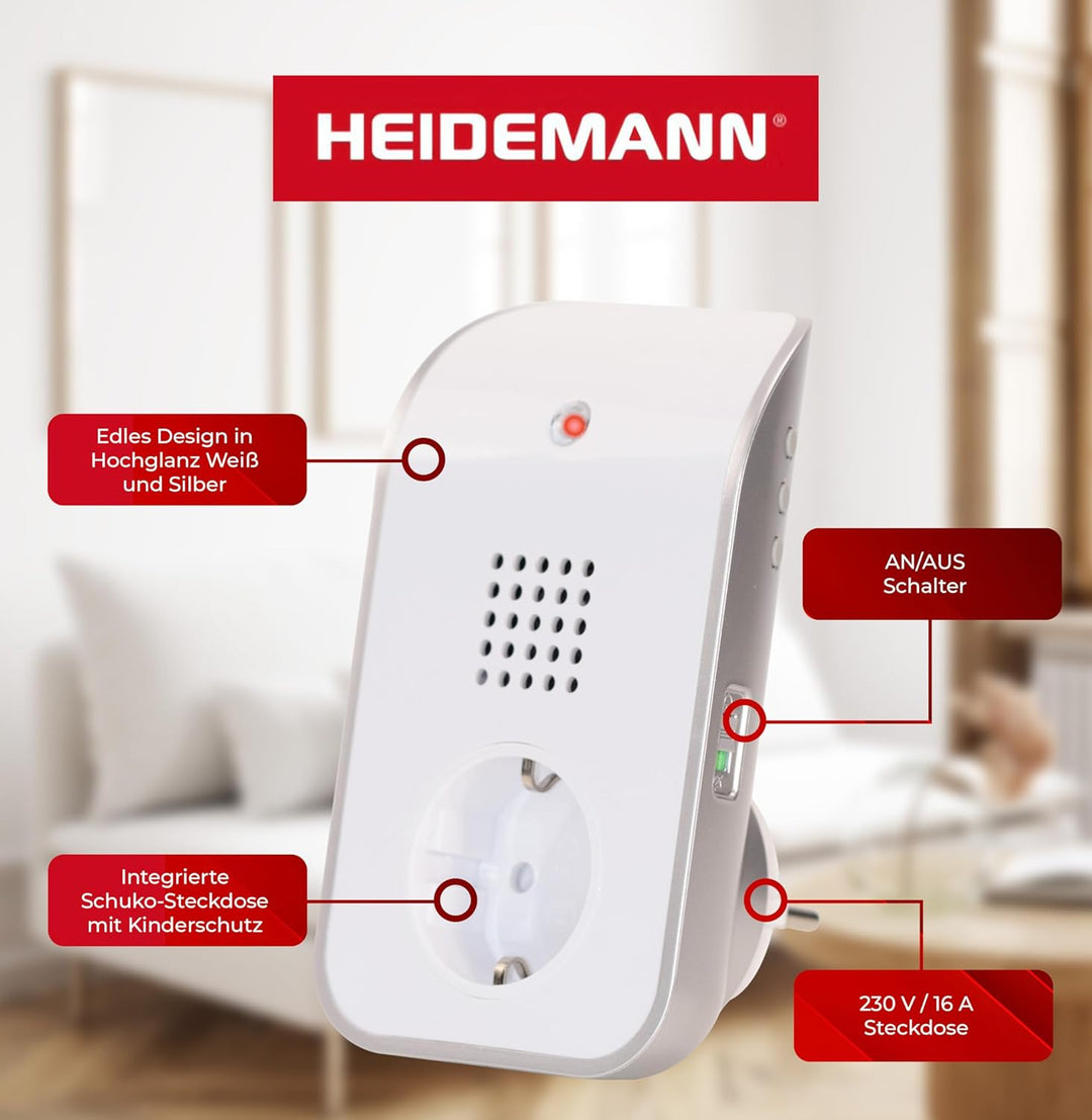 HEIDEMANN Funkklingel Set HX Curve - Erweiterbare Klingel mit Steckdosenanschluss - Funk Klingel - i