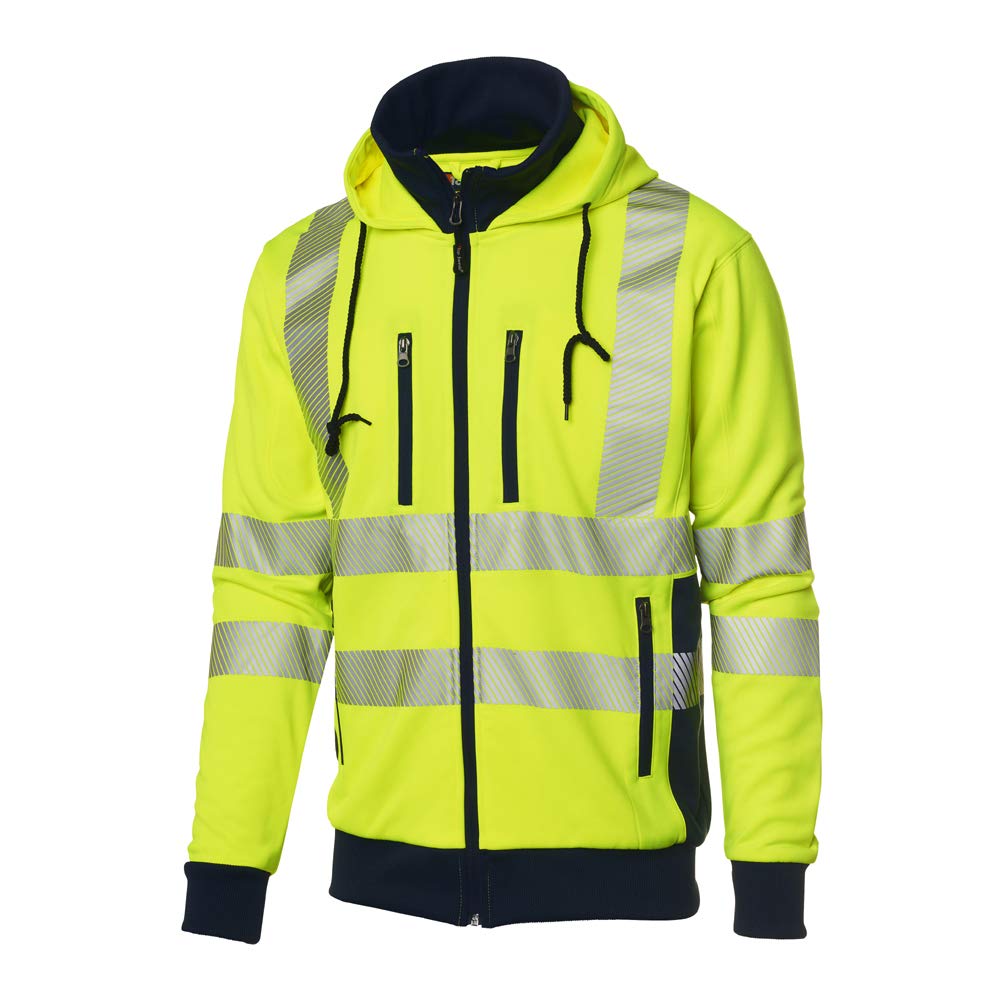 Top Swede 1729-12-03 Modell 1729 Warnschutz Kapuzenjacke, Gelb/Marine, Grösse XS