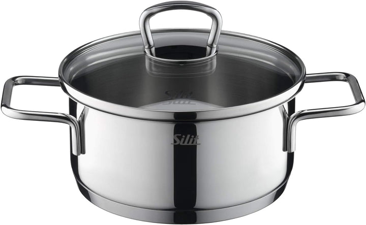 Silit Alicante Topfset Induktion 10-teilig, Kochtopfset Induktion mit Glasdeckel, Edelstahl poliert,