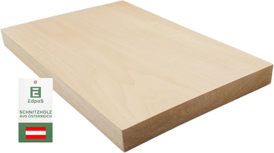 EdpaS Schnitzholz Brett aus Lindenholz 30 x 20 x 2,5 cm zum Schnitzen und drechseln oder basteln zur
