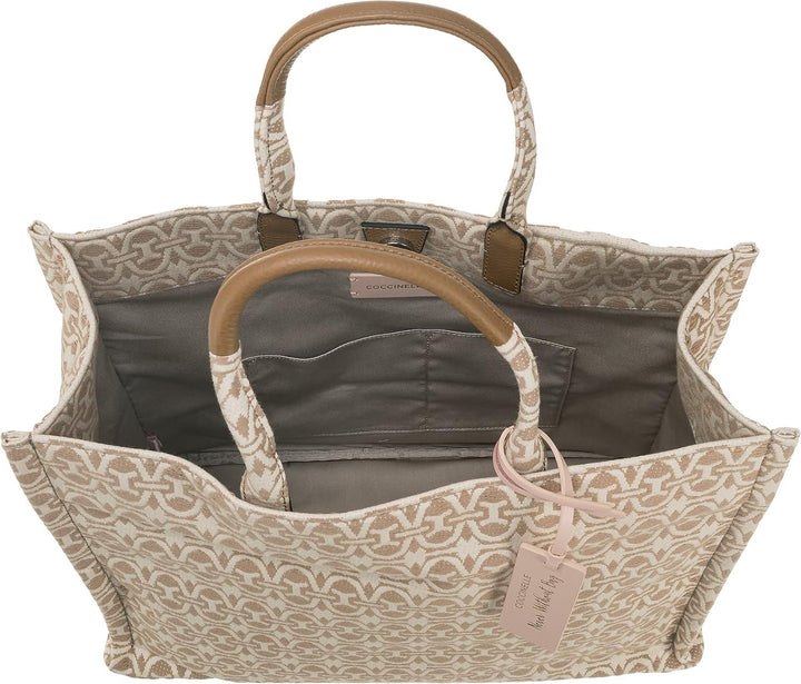 Never Without Bag Jacquar Jacquard Fabric/grained Leather Shiny Nickel Shopper