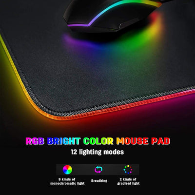 DORRISO RGB Gaming Mauspad Grosse 800x300x4 mm LED Schreibtischunterlage XXL Grosse Mousepad Wasserd