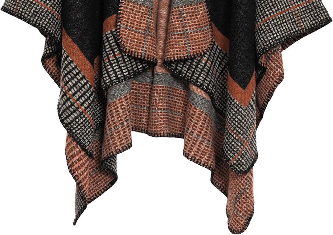 Damen Warm Offene Front Strick Schals und Wraps Floral Elegante Cardigans Poncho Cape Coat Mantel Sc