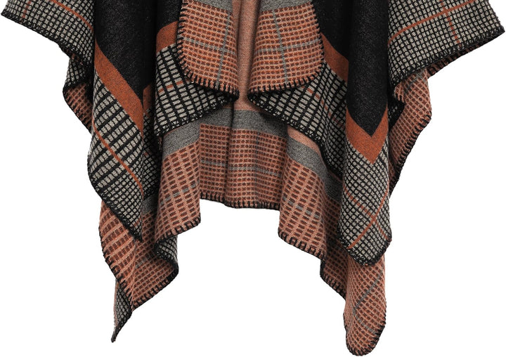 Damen Warm Offene Front Strick Schals und Wraps Floral Elegante Cardigans Poncho Cape Coat Mantel Sc