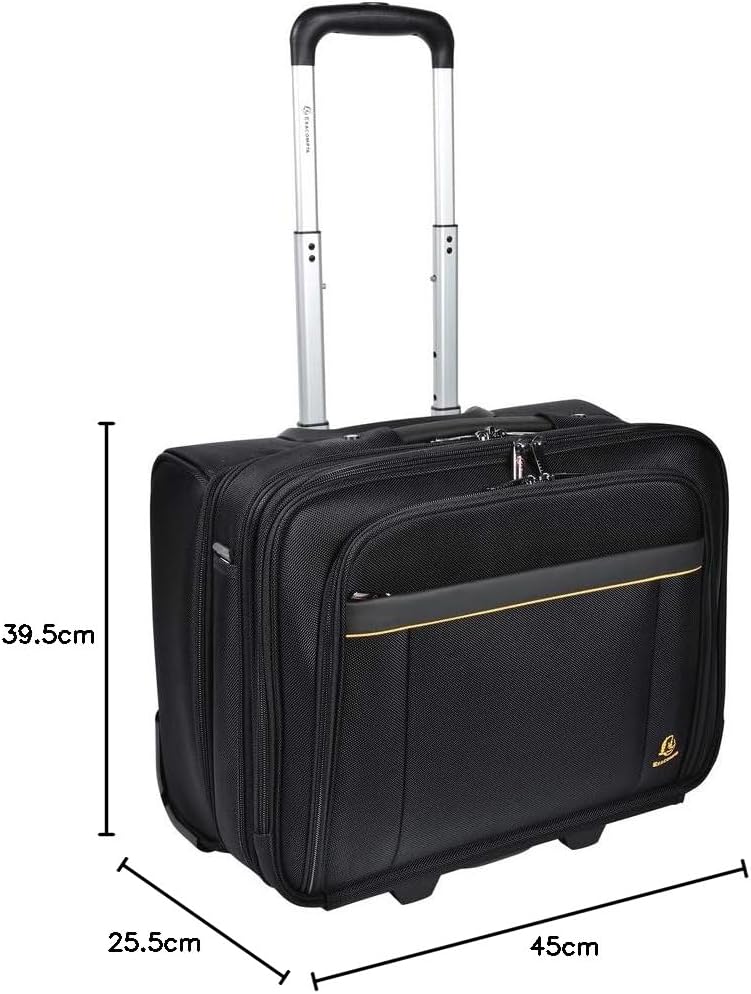 Exacompta 18534E Premium Reisetasche Exatrolley mit 4 Hauptfächern vielen Innentaschen 2 USB Anschlü