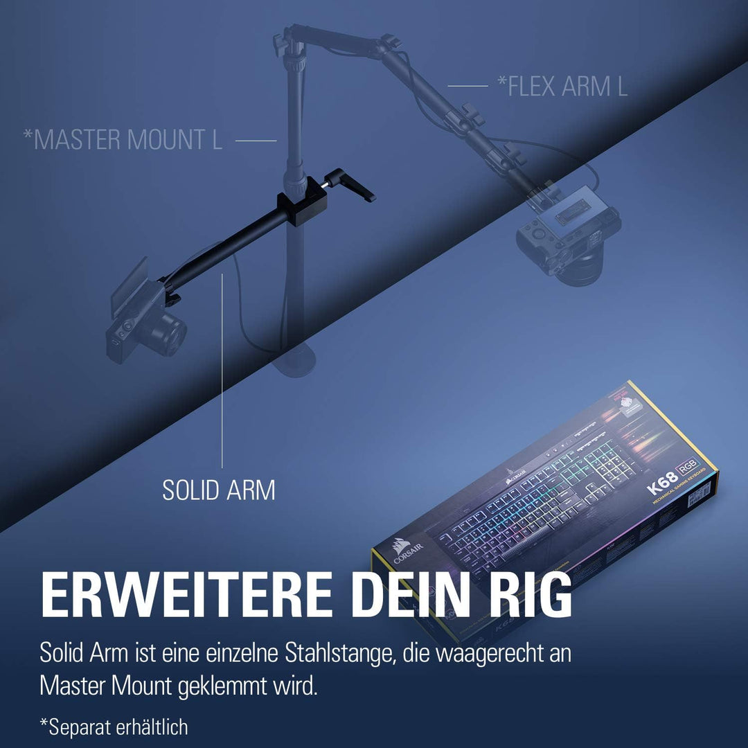 Elgato Solid Arm, Befestigungsarm mit gepolsterter Klemme für einfaches Befestigen und Anpassen von