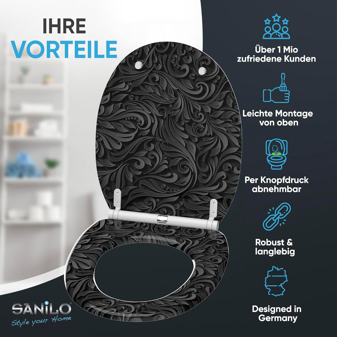 Sanilo WC Sitz mit Absenkautomatik, viele neue Toilettendeckel zur Auswahl, hochwertige Oberfläche,