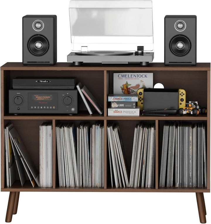 Plattenspieler-Ständer mit Schallplattenaufbewahrung, Vinyl-Plattenregal mit Präsentationsfläche, Sc