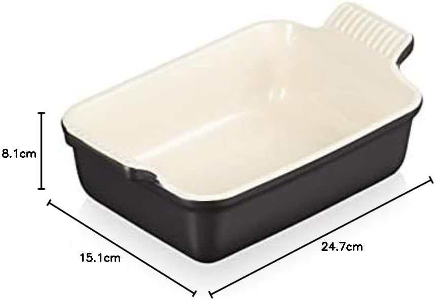 Le Creuset Rechteckige Auflaufform Tradition aus Steinzeug, 19 cm, 1.1 Liter, Schwarz matt, 71102190