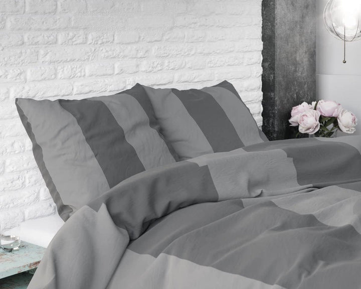 Sleeptime Bettwäsche Baumwolle, Grau, Martin, 200cm x 220cm, Mit 2 Kissenbezüge 60cm x 70cm 200 x 22