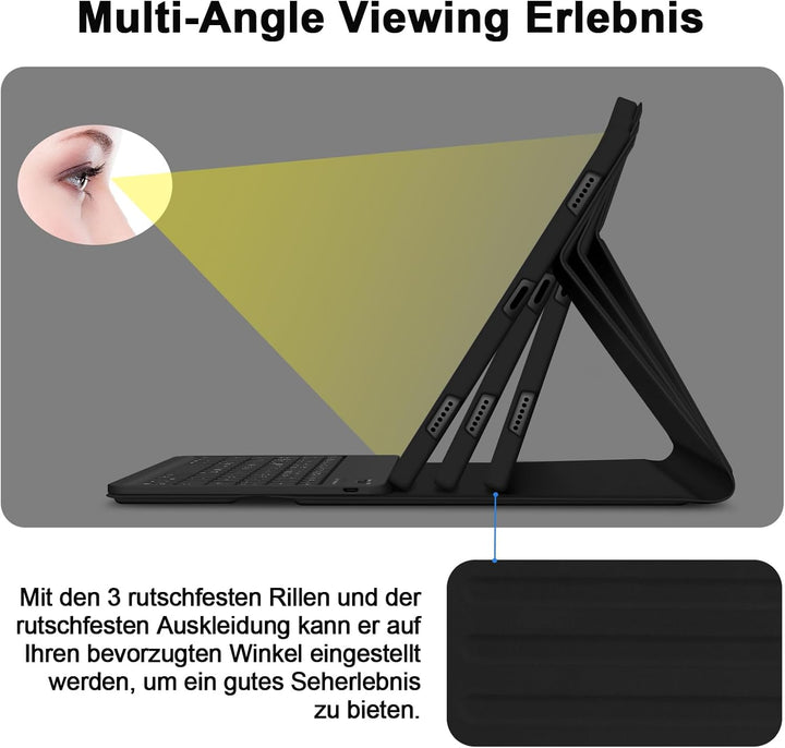 Bettdow für Samsung Galaxy Tab S10+/S10 Plus Tastatur Hülle, QWERTZ Layout Abnehmbarer Beleuchtete T
