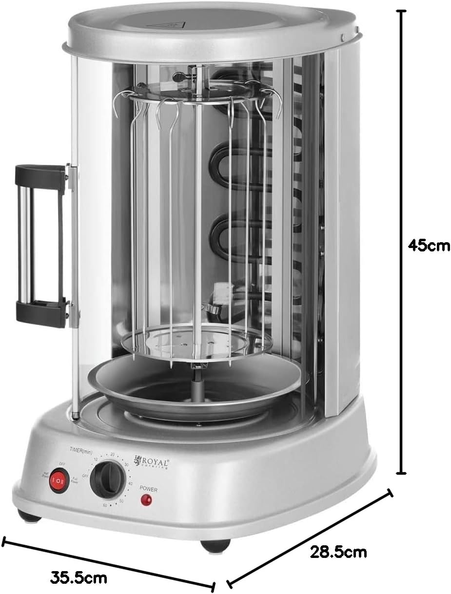 Royal Catering Vertikalgrill Dönergrill Hänchengrill RCGV-1400 (21 L, 4-in-1, Leistung: 1.500 W, bis