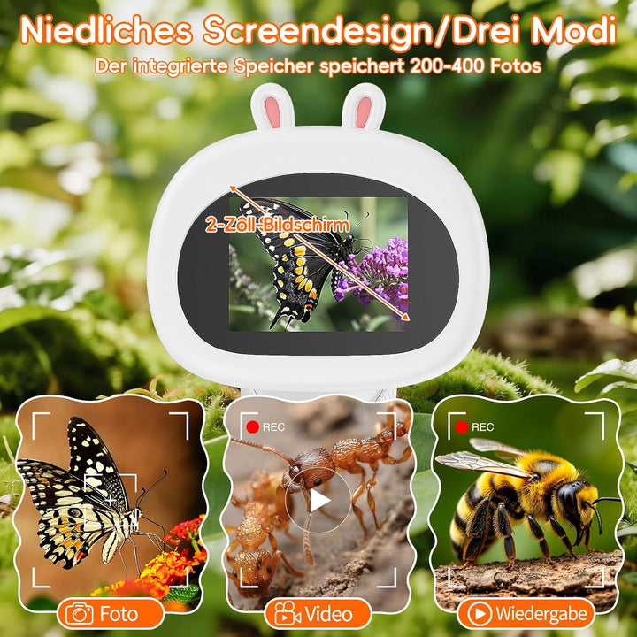 Tragbares Mikroskop für Kinder - Digitales Kindermikroskop, 1000X Taschenmikroskop mit 8 LED Licht,