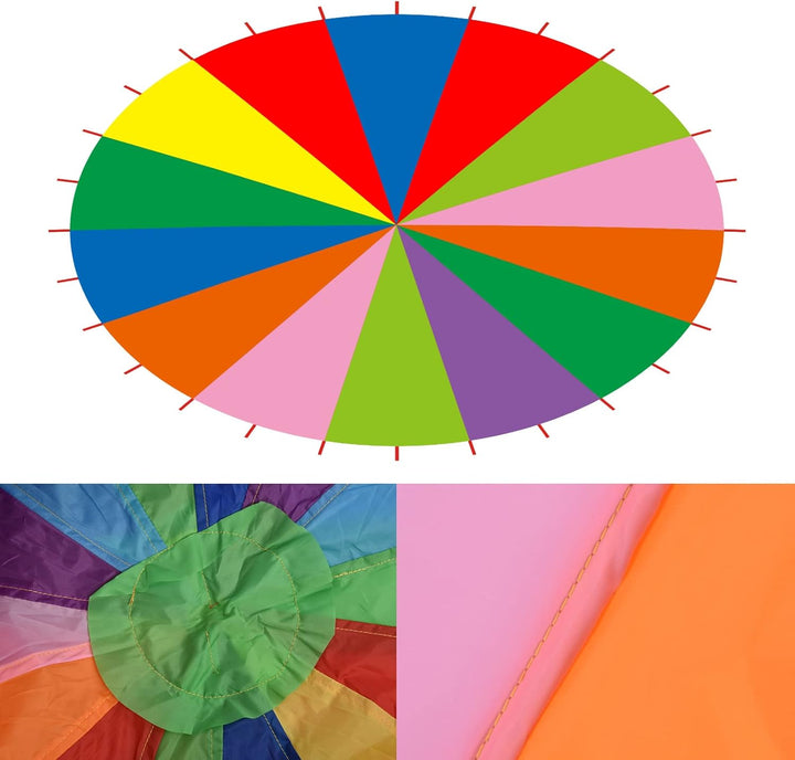 SPYMINNPOO Regenbogen Schwungtuch, 3/3,6/6 Meter Bunt Fallschirm für Kinder Spielzeug, Mehrfarbiges