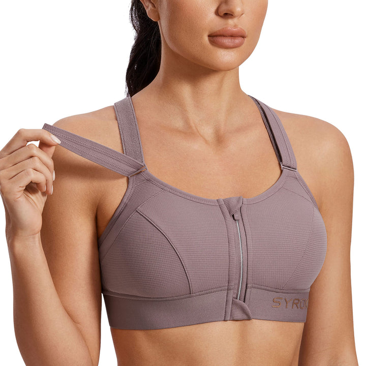 SYROKAN Sport BH Damen Starker Halt Ohne Bügel BHS mit Vorderverschluss Ggepolstert Bügellos Guter H