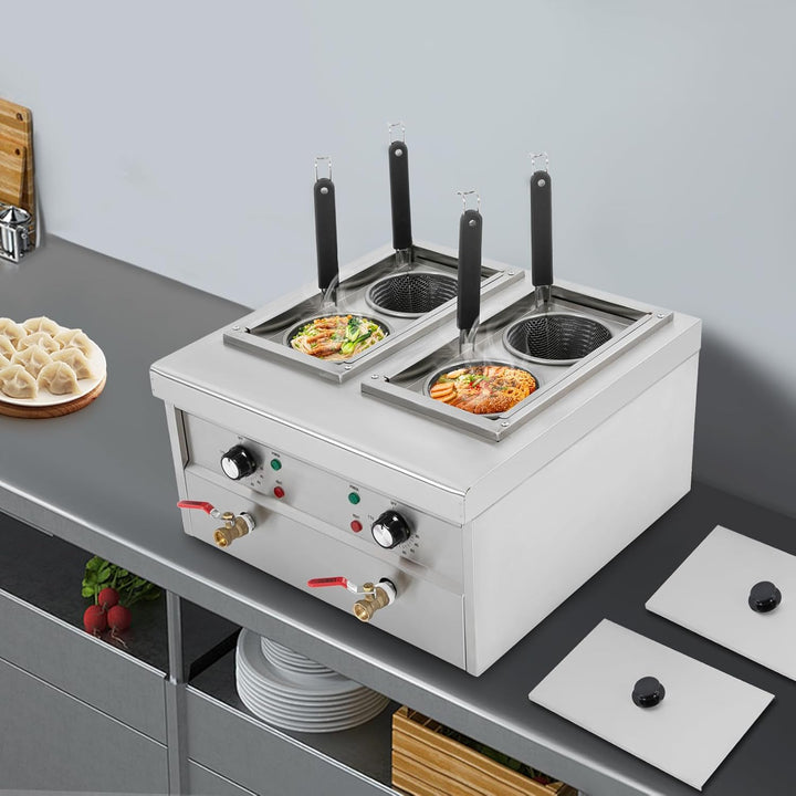 2KW Nudelkocher mit 4 Körben, Nudelkocher Pastakocher aus Edelstahl Pastakocher Pasta Station, Tempe