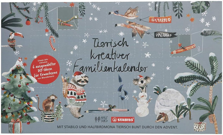 Adventskalender - STABILO „Tierisch kreativ“ Adventskalender 2022 für Familien – zum Malen und Baste