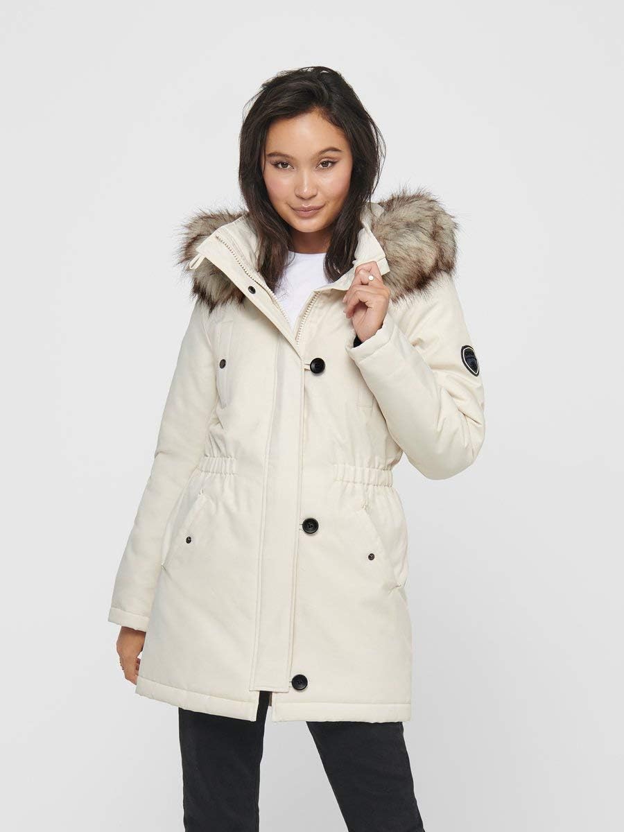 ONLY Damen ONLIRIS FUR Winter Parka CC OTW 15213755 XL Eggnog, XL Eggnog