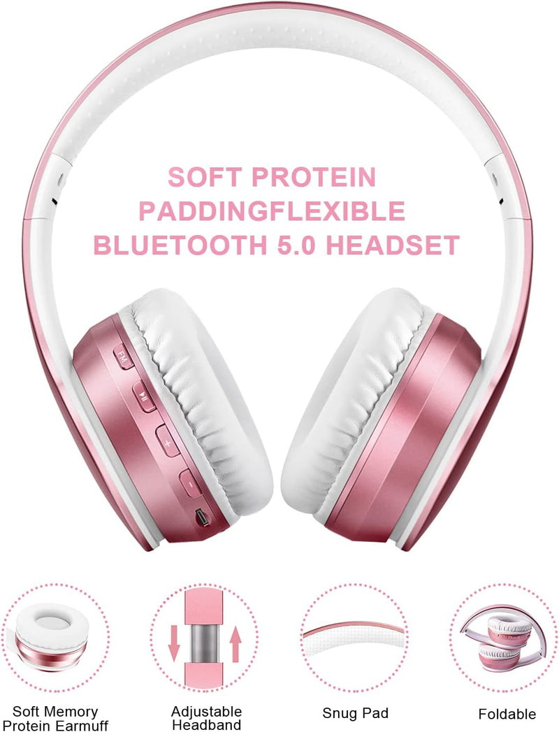 IFECCO Bluetooth 5.3 Kopfhörer Over-Ear, kopfhörer kabellos mit Eingebautem Mikrofon Micro SD/TF FM,