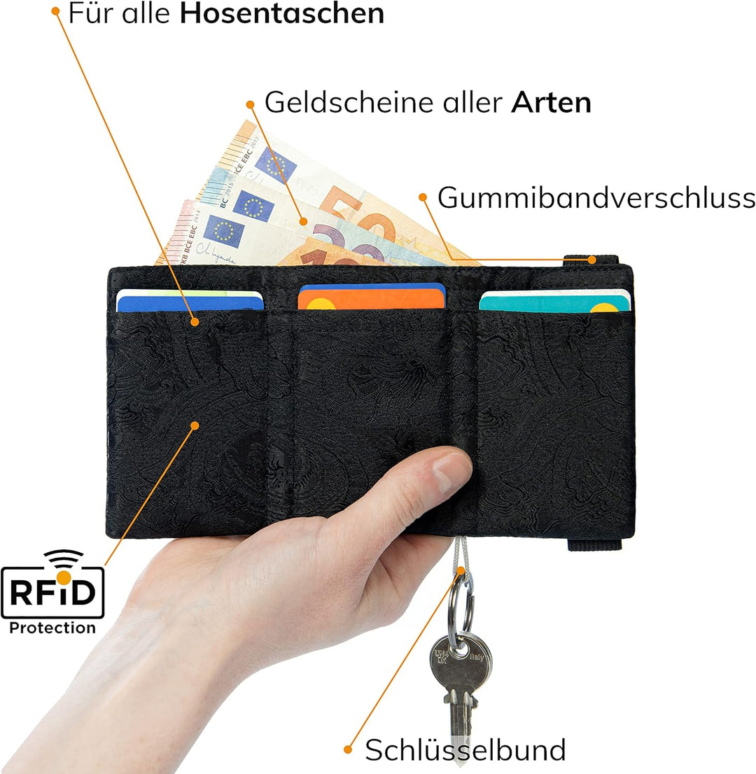 GUGGIARI® Slim Wallet mit RFID Schutz für Kreditkarten-, Bargeld- und Schlüsselhalter - Kartenetui H