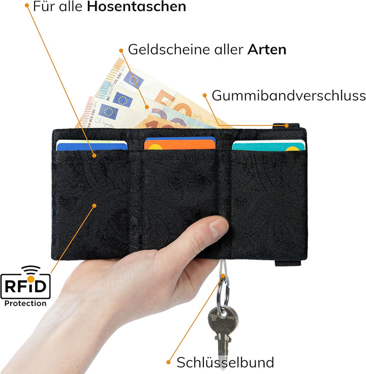 GUGGIARI® Slim Wallet mit RFID Schutz für Kreditkarten-, Bargeld- und Schlüsselhalter - Kartenetui H