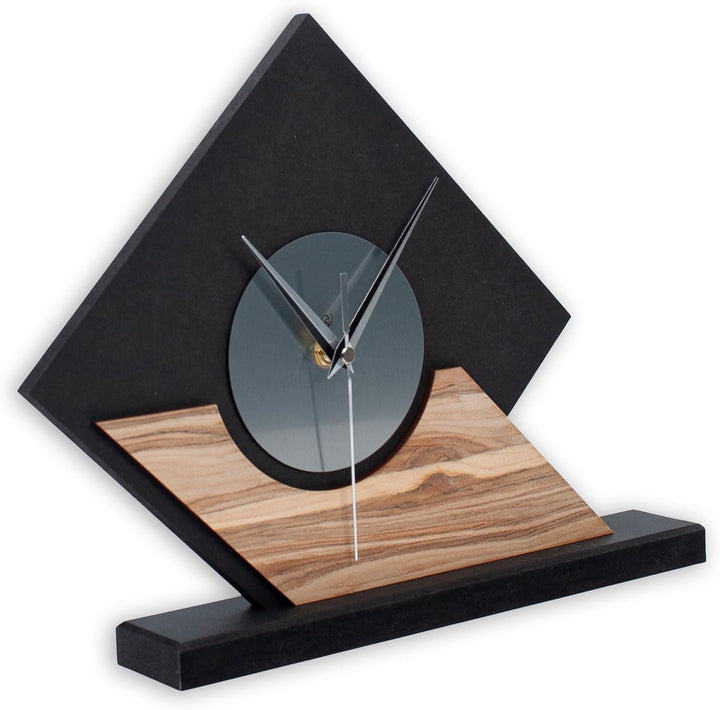 Kreative Feder Moderne Holz-Tischuhr mit stilvollen Akzenten aus Nussbaum Echtholzfurnier &amp; Aluminiu