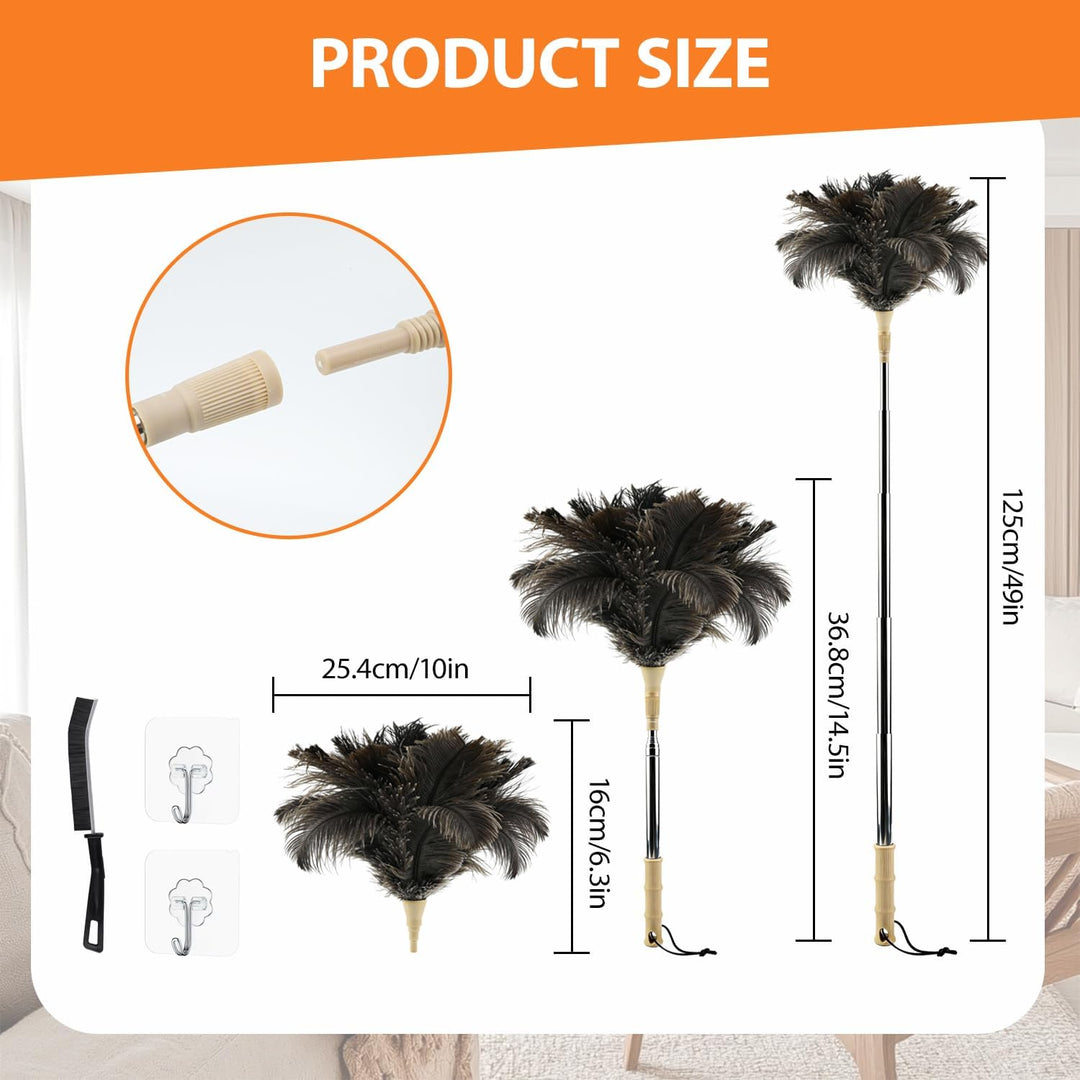 Duster Ostrich Feathers Staubwedel Straussenfedern, staubwedel Teleskopstange Straussenfedern Reinig