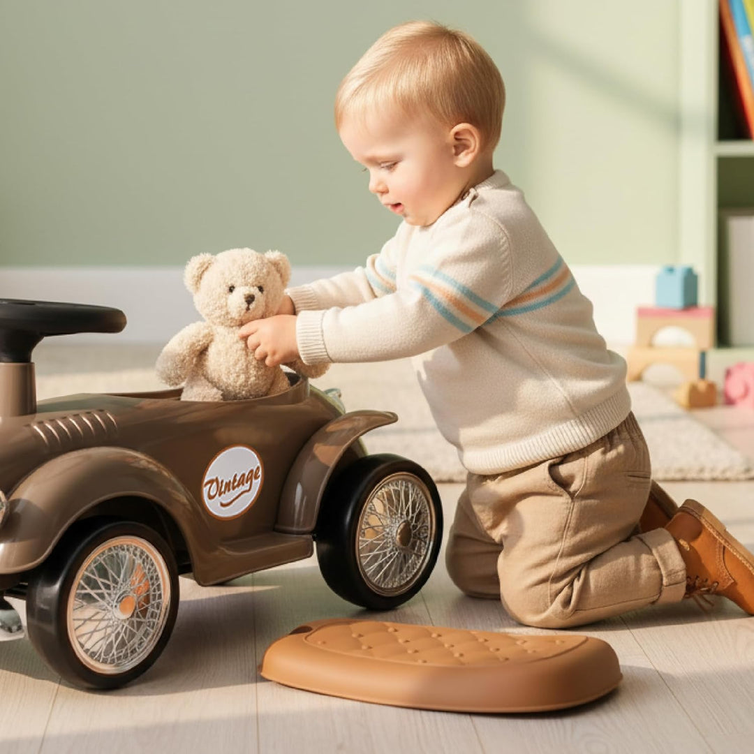 Rutschauto ab 1 Jahr Retro Classic, Rutschauto Indoor, Auto Kinder, Baby Auto, Gehhilfe mit Horn (Br