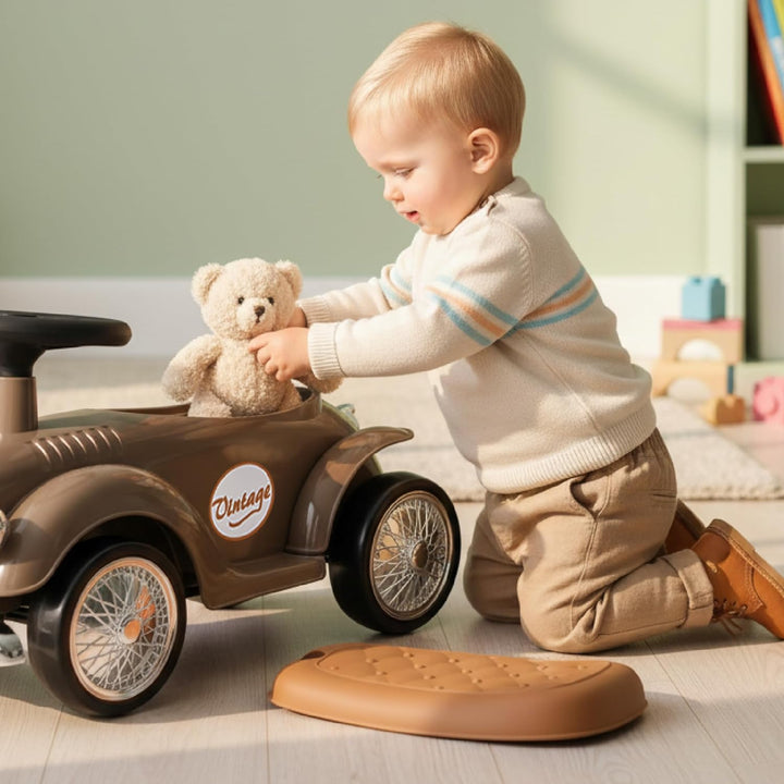 Rutschauto ab 1 Jahr Retro Classic, Rutschauto Indoor, Auto Kinder, Baby Auto, Gehhilfe mit Horn (Br