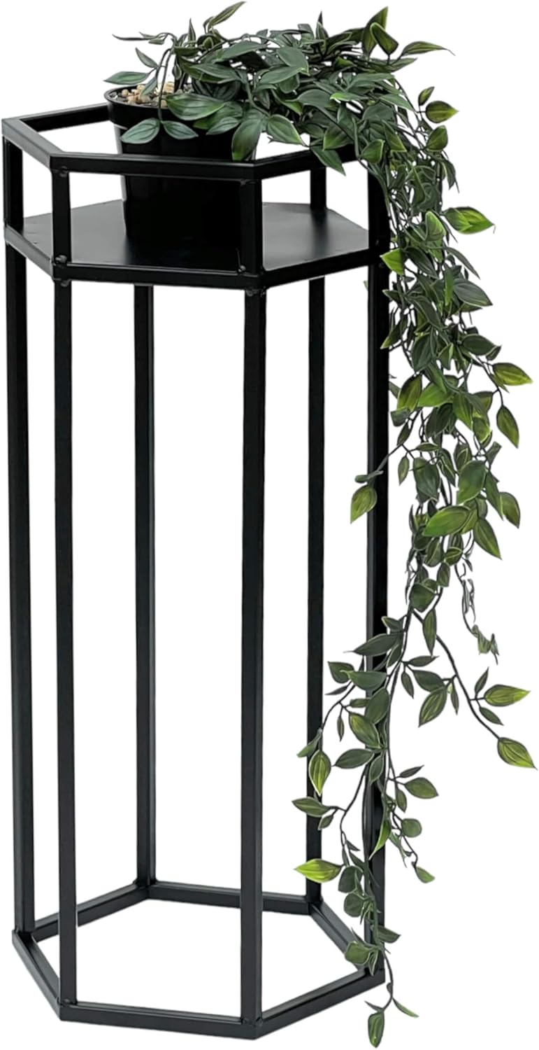 DanDiBo Blumenhocker Metall Schwarz 6eck Blumenständer Beistelltisch 96453 Blumensäule Pflanzenhocke