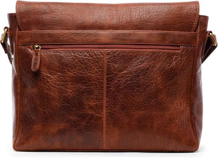 LEABAGS Oxford Laptoptasche Leder 15 Zoll Herren Damen Echtleder 38x10x31 cm Rosso, 38x10x31 cm Ross