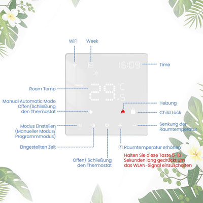 Smart WiFi Thermostat Für Wasser Fussbodenheizung und Gasboiler, Programmierbar Raumthermostat Unter