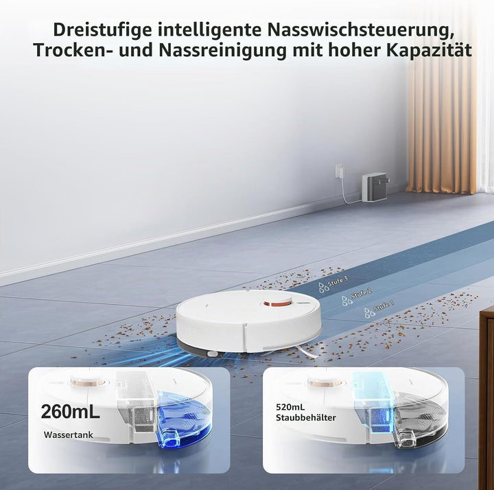 XIAOMI Saugroboter S40C, Staubsauger und Mopp 2-in-1, 5000 Pa Sauger mit LDS-Laser-Navigation, autom