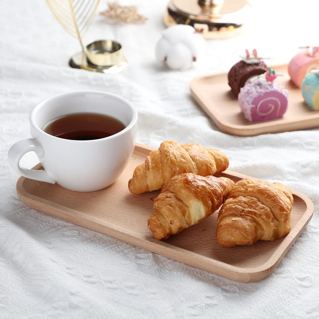 zeeooil Servierplatte aus Holz, 3 Stück, 24,8 cm, rechteckig, Serviertablett aus Holz, Charcuterie-B